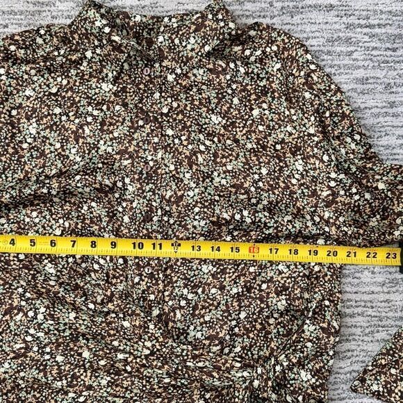 NWT SHONA JOY AVRIEL TIE FRONT SHIRT MINI DRESS IN CHOC Size 8 - Picture 10 of 16